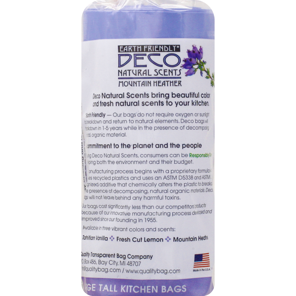 DECO Tall Kitchen Bags, Mountain Heather, Large, 13 Gallon