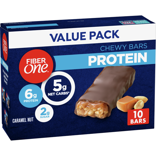 Fiber One Caramel Nut Chewy Protein Bars Healthy Lunch Box Snacks
