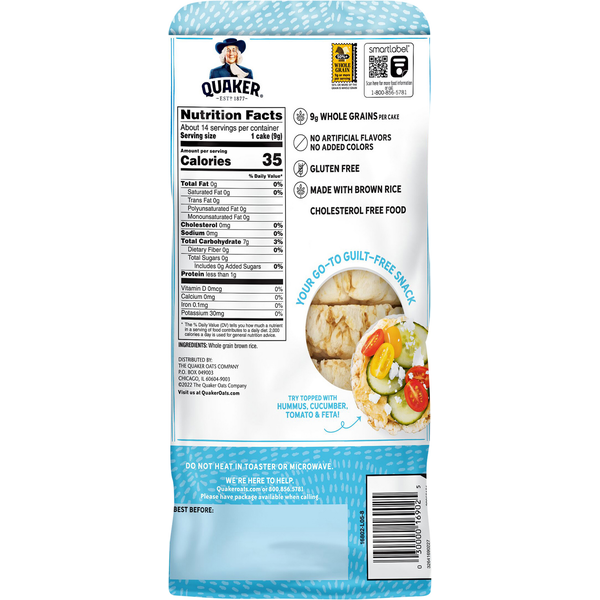 Quaker Rice Cakes, Salt Free