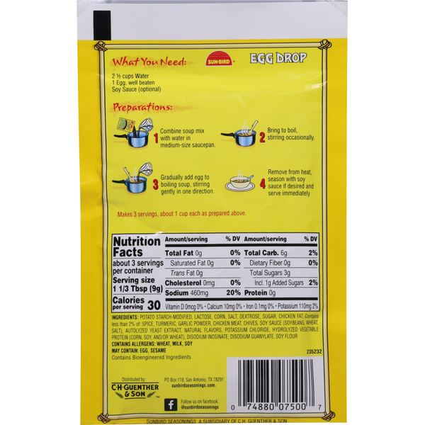 Sun-Bird Soup Mix, Egg Drop