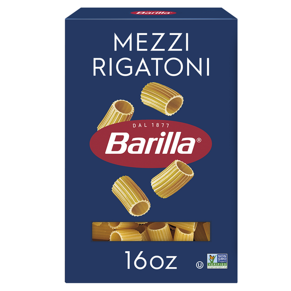 Barilla Mezzi Rigatoni - Non-GMO Pasta Made with Durum Wheat Semolina & Kosher Certified