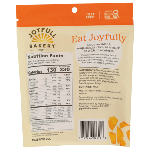 Joyfull Bakery Cheddar Parmesan Crisps