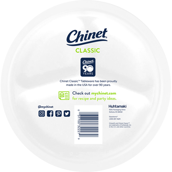 Chinet Plates, Compartment, Classic, 10.375 Inch