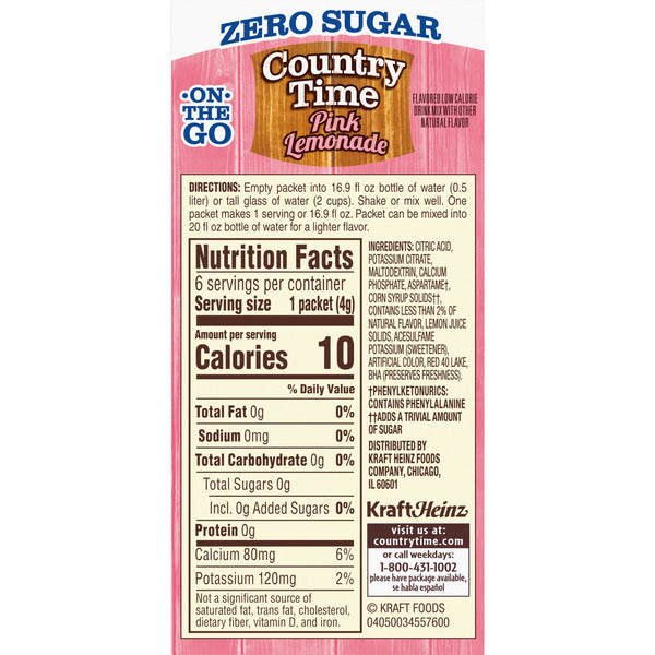 Country Time Zero Sugar Pink Lemonade Drink Mix