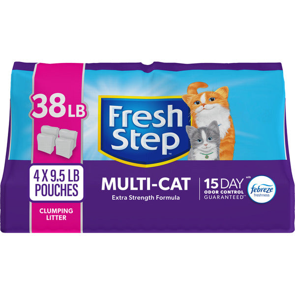 Fresh Step Clumping Cat Litter Multi-Cat Extra Strength Formula, Ammonia Block Technology