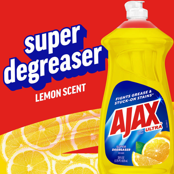 Ajax Super Degreaser Liquid Dish Soap, Lemon