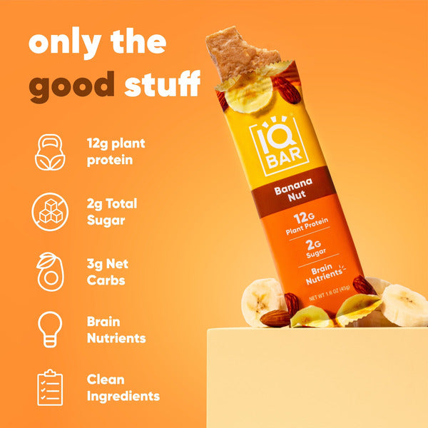 IQBAR Banana Nut, Keto + Vegan Protein Bar