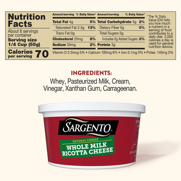 Sargento Natural Whole Milk Ricotta Cheese
