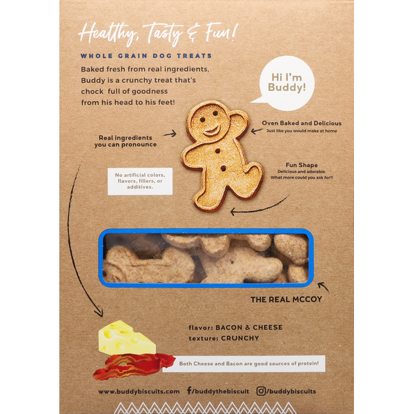 Buddy Biscuits Treats for Dogs, Crunchy, with Bacon & Cheese