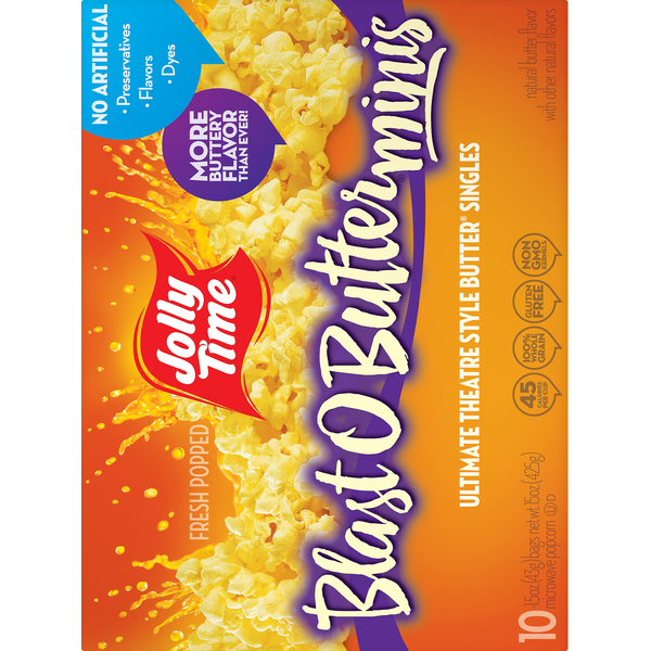 Jolly Time Microwave Popcorn, Blast O Butter, Minis, Singles
