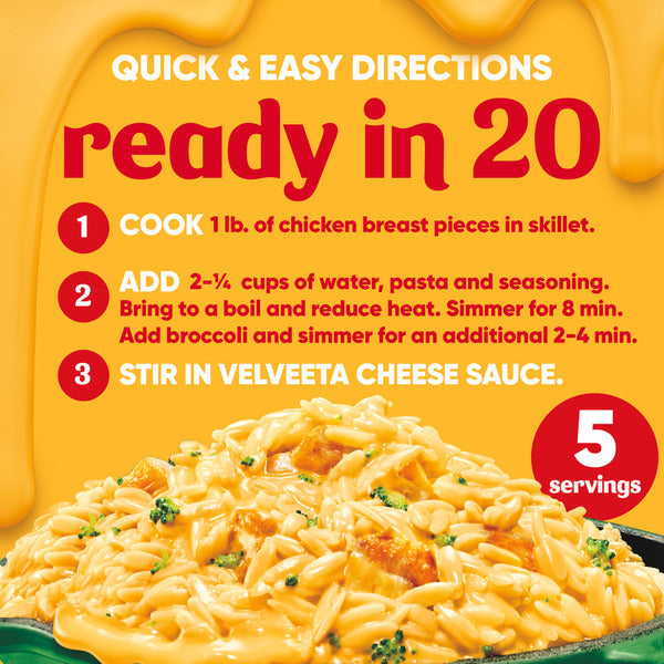 VELVEETA Chicken & Broccoli One Pan Kit with Pasta, Cheese Sauce, Broccoli & Seasoning