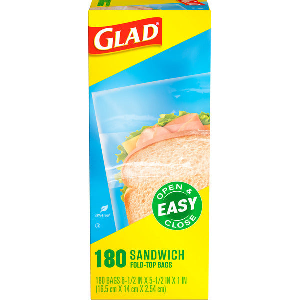 Glad Food Storage Bags, Sandwich Fold Top