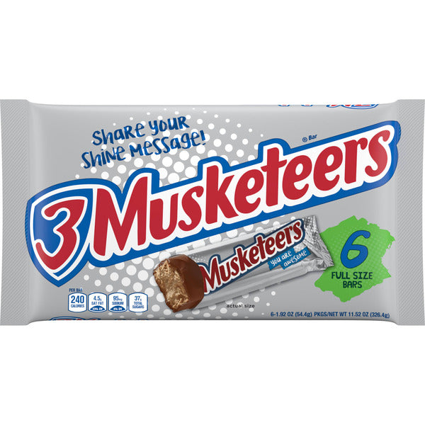 3 Musketeers Candy Milk Chocolate Bars Bulk Full Size Pack