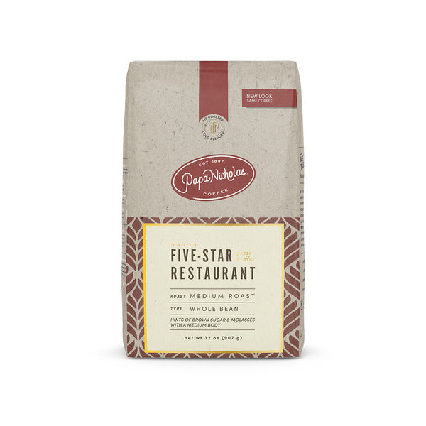 PapaNicholas Coffee Five Star Restaurant Blend, Medium Roast Whole Bean Coffee