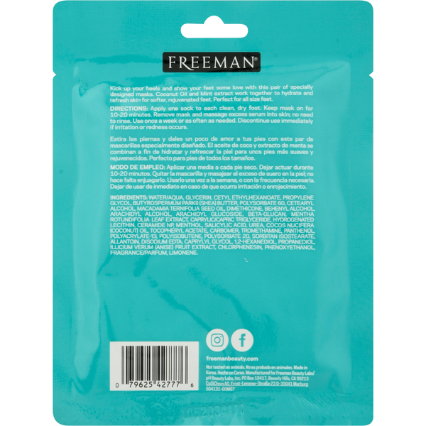 Freeman Beauty Foot Mask, Moisturizing + Smoothing, Flirty Feet,