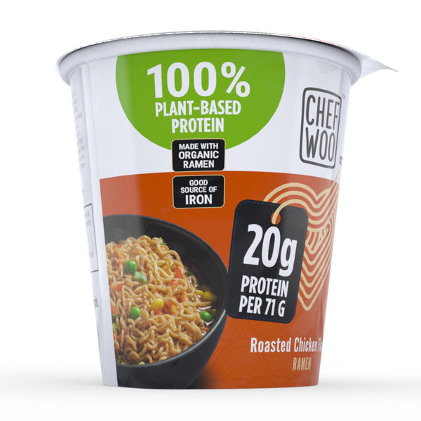 Chef Woo Roasted Chicken Ramen Cup Noodles, 20g Protein