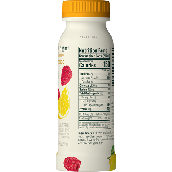 Chobani Yogurt Drink, Lowfat, Raspberry Lemonade, Greek