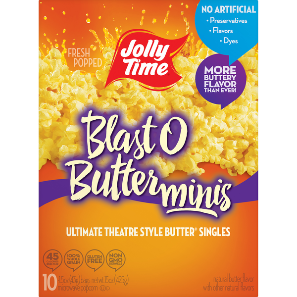 Jolly Time Microwave Popcorn, Blast O Butter, Minis, Singles