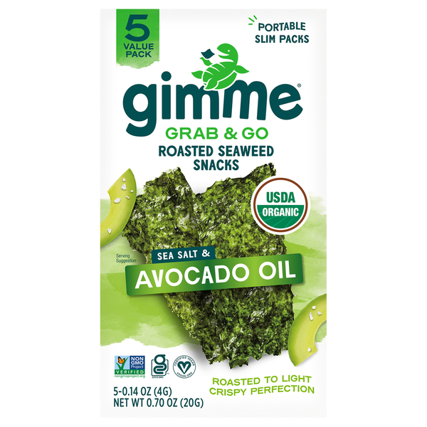 gimMe Grab & Go Roasted Sea Salt & Avocado Oil Seaweed Snacks Value Pack