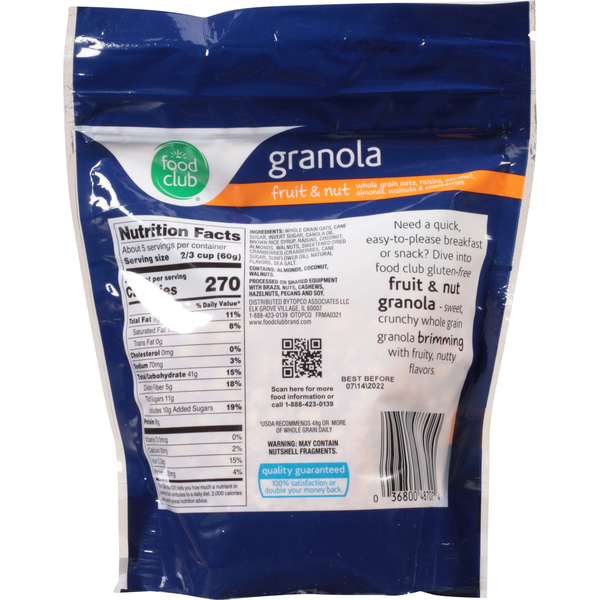 Food Club Granola, Fruit & Nut