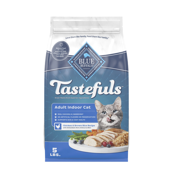 Blue Buffalo Tastefuls Natural Dry Food for Adult Indoor Cats, Chicken & Brown Rice Recipe, 5-lb. Bag DestGlow