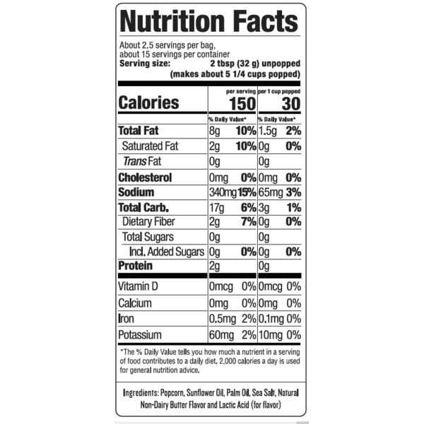 SkinnyPop Microwave Popcorn, Butter