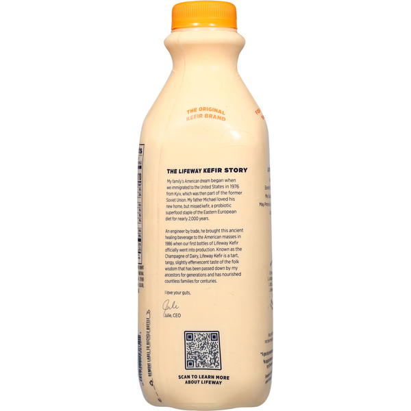 Lifeway Lactose Free Cultured Whole Milk Peach Kefir