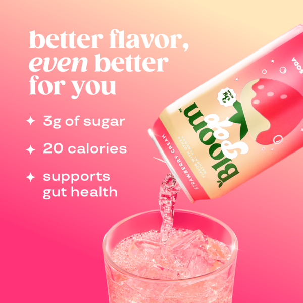 Bloom Pop Strawberry Cream Prebiotic Soda