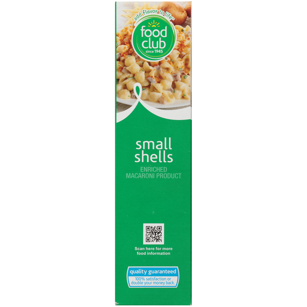 Food Club Enriched Macaroni Product, Small Shells