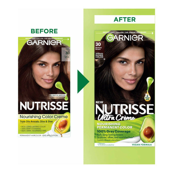 Garnier Nourishing Hair Color Creme, 30 Darkest Brown (Sweet Cola) DestGlow