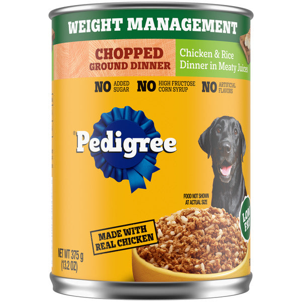 Pedigree Weight Management Chopped Ground Dinner Chicken & Rice Flavor Dog Food