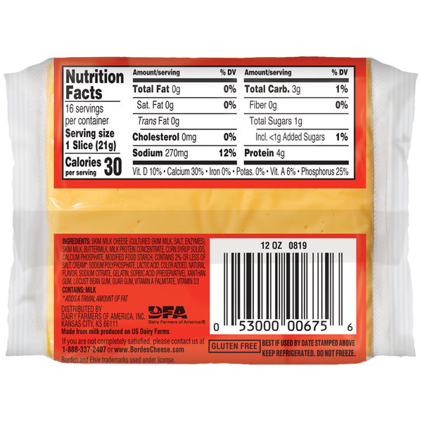 Borden Fat Free Singles, American