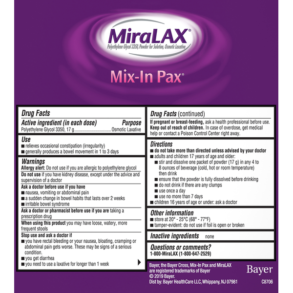 MiraLAX Osmotic Laxative, Unflavored, Powder