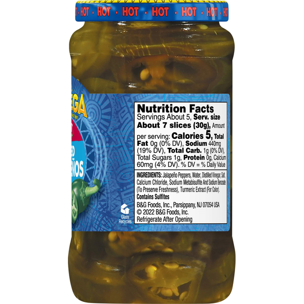 Ortega Jalapenos, Hot, Sliced