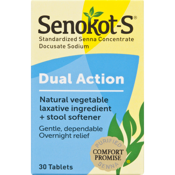 Senokot Dual Action Natural Vegetable Laxative Ingredient Plus Stool Softener Tablets