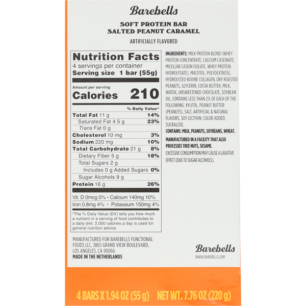Barebells No Added Sugar Salted Peanut Caramel Soft Protein Bar