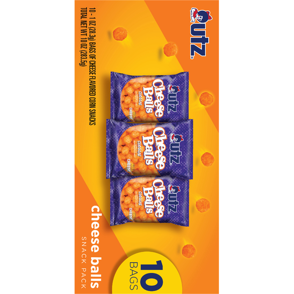 Utz Cheese Balls, Cheddar, Snack Pack