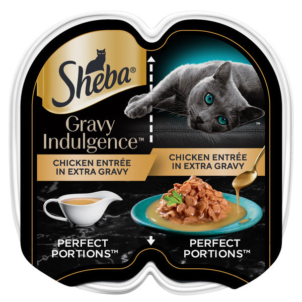 SHEBA PERFECT PORTIONS Gravy Indulgence Cat Food Chicken Entrée in Extra Gravy, 2.6 oz Twin-Pack Trays