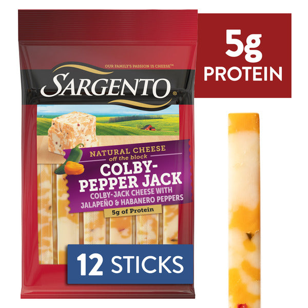 Sargento Natural Colby-Pepper Jack Cheese Sticks, 12-Count