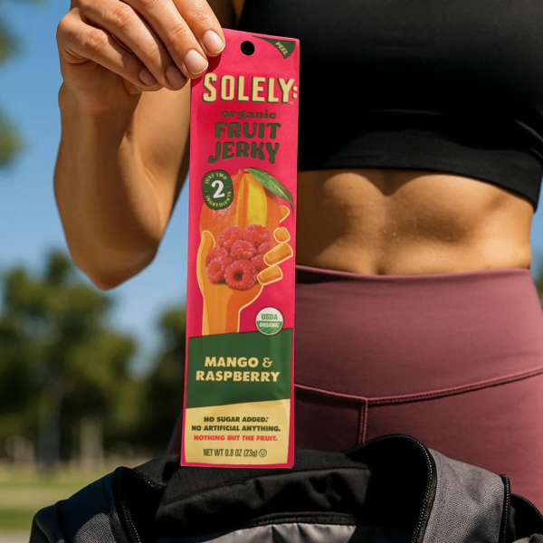 Solely: Fruit Jerky Mango & Raspberry, Organic, Single Strip