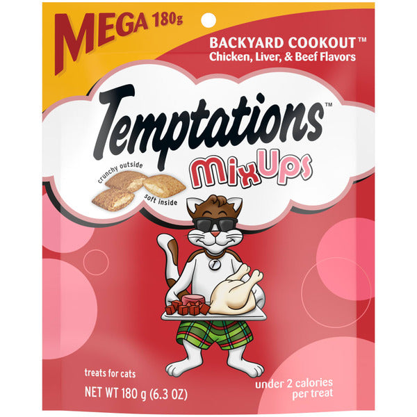 TEMPTATIONS MixUps Crunchy and Soft Cat Treats Backyard Cookout Flavor