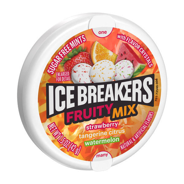 ICE BREAKERS Fruity Mix Assorted Fruit Flavored Sugar Free Mints Puck, 1.5 oz