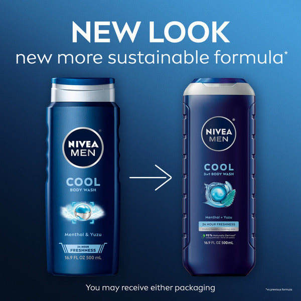 NIVEA Men Cool 3-in-1 Body Wash Menthol + Yuzu