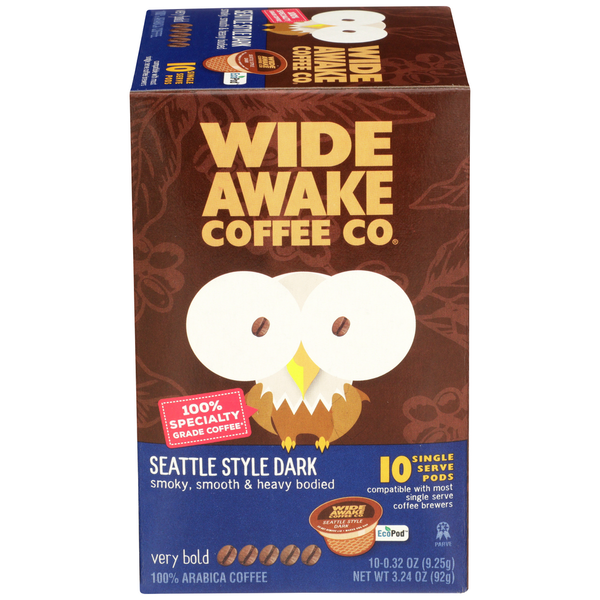 Wide Awake Very Bold Roast Seattle Style Dark 100% Arabica Coffee Single Serve Pods