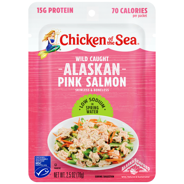 Chicken of the Sea Wild Caught Alaskan Pink Salmon in Spring Water Packet, Low Sodium DestGlow