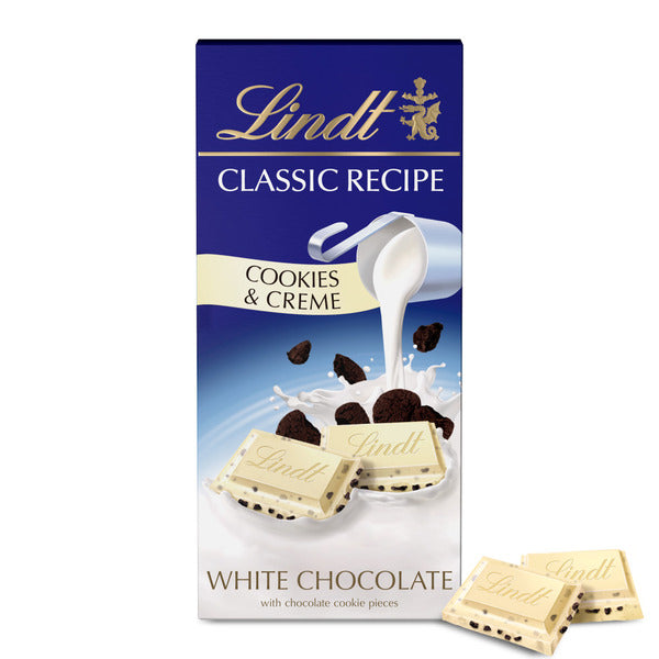 Lindt Classic Recipe Cookies and Creme White Chocolate Candy Bar