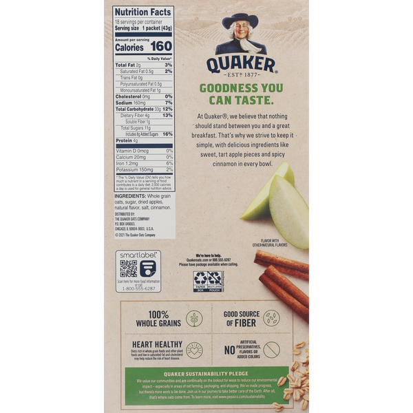 Quaker Instant Oatmeal, Apples & Cinnamon - Pack
