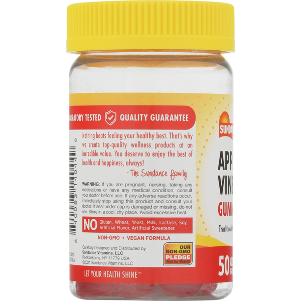 Sundance Vitamins Apple Cider Vinegar, Natural Apple Flavor, Vegan Gummies