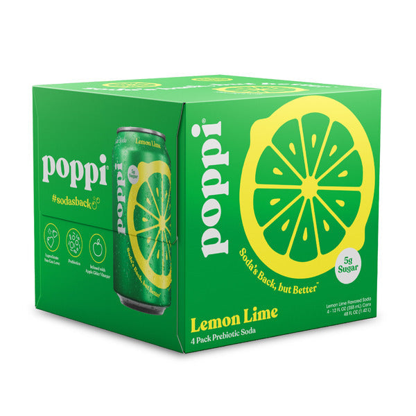 Poppi Prebiotic Soda, Lemon Lime