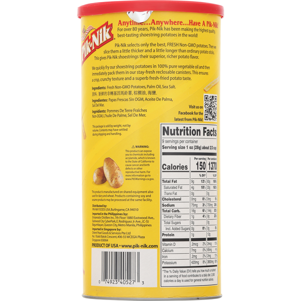 Pik-Nik Potatoes, Shoestring, Original